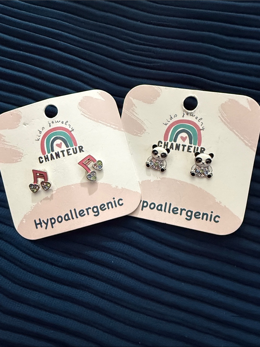 Chanteur musical note studs & panda kids hypoallergenic jewelry